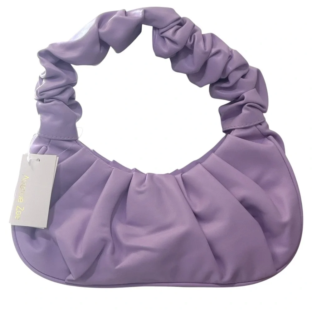 Avenue Zoe Lavender Ruched Hobo Shoulder Bag Y2K Coquette Soft Girl‎ NWT